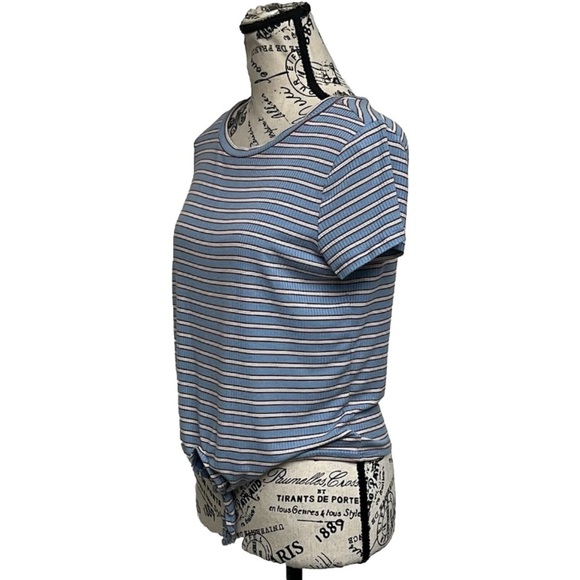 American Eagle Baby Tee Cropped Knot Striped Womens Knit Top M Retro Y2k Preppy - Picture 3 of 11